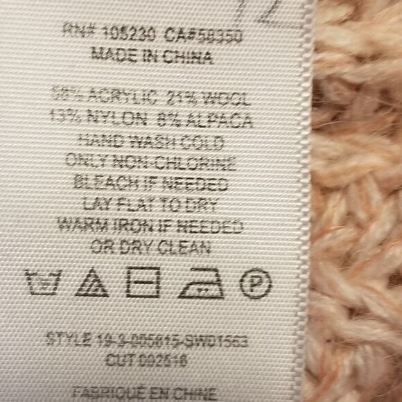 JOIE M Sweater Nebi Marled Alpaca Wool Blend Pink V-Neck Oversized Chunky Preppy - Picture 6 of 8